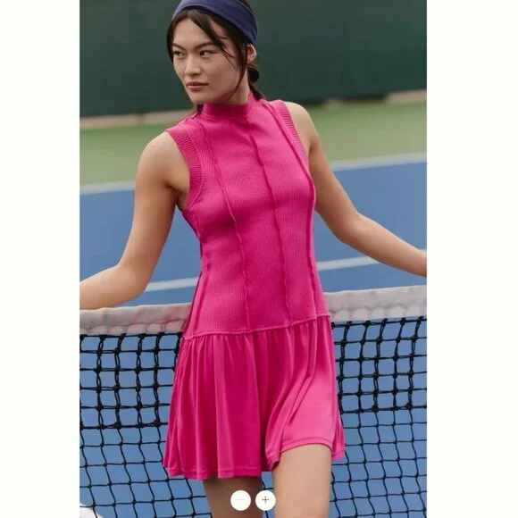 NWT Anthropologie x Daily Practice Hot Pink Tennis Dress | S - Picture 2 of 14